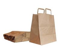 25 PZ Busta Shopper DELIVERY carta AVANA maniglia piattina 26x16x29 cm 17E3