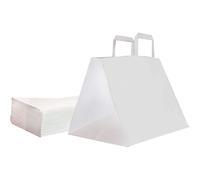 25 PZ Busta shopper DELIVERY carta BIANCA manico piattina 35x23x25 cm 17E5