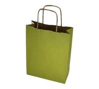 25 PZ Busta Shopper in carta NATURAL VERDE ACIDO 27+11x36 cm 1CWC
