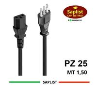25 PZ - CAVI ALIMENTAZIONE PROLUNGA PC MT 1,50 SPINA ITALIA 10A E PRESA IEC CEE