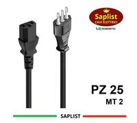 25 PZ - CAVI ALIMENTAZIONE PROLUNGA PC MT 2 SPINA ITALIA 10A E PRESA IEC CEE