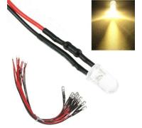 25 Pz. DIODI LED BIANCO CALDO CABLATI 3 mm alta luminosità 12V cavetti 20cm [EEK: A++]