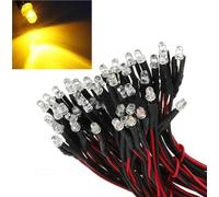 25 Pz. DIODI LED GIALLO CABLATI 5mm alta luminosità 2-12V PRONTI ALL'USO [EEK: A+++]