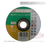 25 PZ DISCO ABRASIVO TAGLIO HIKOKI Ø115 X 1,0 MM INOX FERRO ACCIAIO 22,23 MM