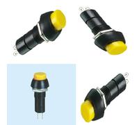 25 Pz. INTERRUTTORE ON-OFF rotondo da pannello giallo 12mm pulsante bistabile