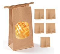 25 sacchetti di carta kraft con finestra, 17 x 9 x 6 cm, riutilizzabili, sigillabili, resistenti all'olio, grandi sacchetti di carta per confezioni regalo, noci, chicchi di caffè, foglie di tè