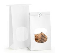 25 Sacchetti di Carta Kraft con Finestra - Sacchetti per Biscotti, Pane e Regali - Piccoli Sacchetti per Alimenti 12x6.5x24.6 cm, per Biscotti Natalizi, caramella e Confezioni Regalo Fatte a Mano