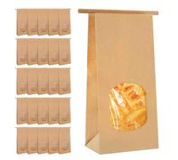 25 sacchetti di carta kraft marrone con finestra, 17 x 9 x 6 cm, resistenti all'olio e impermeabili, con chiusura a filo, confezione per noci, chicchi di caffè, foglie di tè, caramelle, Natale