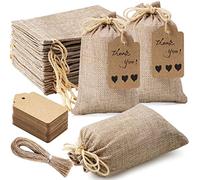25 sacchetti regalo di iuta con coulisse e 25 etichette regalo, 10 x 15 cm, sacchetti regalo riutilizzabili, sacchetti di iuta, borsa per regali di nozze, feste, sacchetti per gioielli, Natale