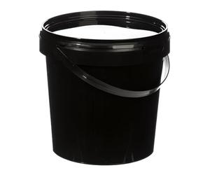 25 secchi in plastica da 1 l + manico e coperchio, resistenti, per uso alimentare, senza BPA, multiuso, per fermentazione, alimenti secchi, prodotti chimici e idroponici, colore nero