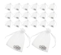 25 set Set per Battesimo con 25 Rosari Mini Argentati e 25 sacchetti | Poliestere e Plastica, Raffinato, per Ospiti Adulti, Tavolo Ricevimento e Oggetti