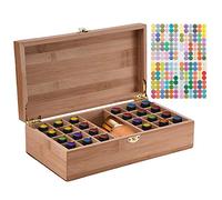 25 Slots Scatola per Oli Essenziali - Holds 5/10/15 ml Bottiglie - Organizzatore in Bambù per Oil Aromaterapia e Oli Profumati - Ideale Contenitore Regalo per Viaggio, Stoccaggio e Visualizzazione #1