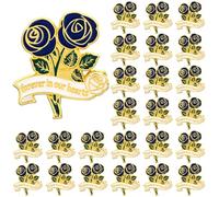 25 spille commemorative a forma di rosa per sempre nei nostri cuori, smaltate, a forma di rosa, spilla per bavero, bomboniere, per ospiti, lutto, eventi commemorativi