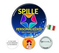 25 SPILLE PERSONALIZZATE con Foto e fino a 3 Righe di Testo, Made in Italy - Spillette Personalizzabili con Logo - Spilla in PLASTICA o ALLUMINIO - Fino a 200 Spille, TOP Pins (25)