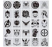 25 stencil a tema supereroe per dipingere su tela di legno, stencil per bambini, disegno, pittura, forniture artistiche, supereroi, avatar e logo, per decorazioni domestiche e progetti fai da te