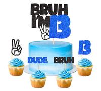 25 topper per torta con scritta "Bruh I'm 13", con gesto della vittoria, numero 13, stecchini per cupcake per ragazzi divertenti per 13° compleanno tredici anni fratello decorazione torta