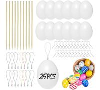 25 uova di Pasqua da dipingere 6 cm - Uova di plastica per decorazione pasquale, uova da dipingere e appendere, artigianato classico pasquale, dipingere uova di Pasqua bianche per Pasqua 2025