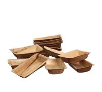 25 Vaschette piccole rettangolari in foglia di palma naturale 12x7xh2,5 cm