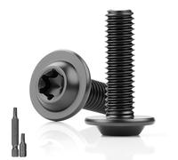 25 viti a testa bombata nere M4 x 20 mm, viti a testa piatta con flangia Torx, viti 304, in acciaio inox con disco A2 V2A, viti filettate filettatura completa in ossido con 2 chiavi T20 Torx, per