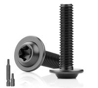 25 viti a testa bombata nere M4 x 25 mm, viti a testa piatta con flangia Torx, viti 304, in acciaio inox con disco A2 V2A, viti filettate filettatura completa in ossido con 2 chiavi T20 Torx, per