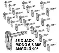 25 X JACK MONO 6,3 MM ANGOLO 90° PLUG SPINA CAVETTI AUDIO STRUMENTI PEDALINI FX