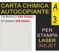 250+250 FOGLI CARTA CHIMICA AUTOCOPIANTE BIANCA CB CF X LASER INKJET F.TO A3