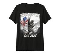 250 Anni 1776-2026 Bigfoot & Flag American Patriotic Maglietta Premium