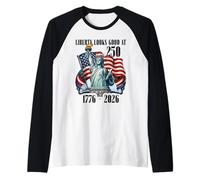 250° Anniversario Liberty Patriotic Flag Freedom 1776 2026 Maglia con Maniche Raglan