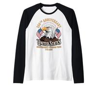 250° Anniversario Stati Uniti Independence Freedom Pride Maglia con Maniche Raglan