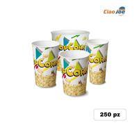 250 Bicchieri Pop Corn Carta - 700/3000ml Monouso Cinema Feste Party Asporto
