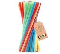 250 Cannucce Colorate in Cellulosa di Legno - lunghe 21 cm x 7 mm - Cannucce in bio legno, adatte per cocktail, bar e catering. Resistenti fino a 40 gradi