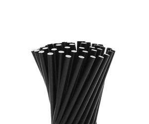 250 Cannucce nere rigide in carta compostabili 15 cm Ø7 mm