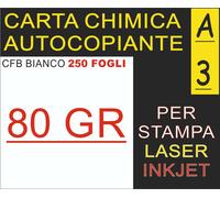 250 FOGLI 80 GR. BIANCA DDT FATTURE CHIMICA X STAMPANTI LASER E INKJET F.TO A3