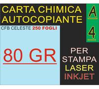 250 FOGLI CARTA CELESTE CHIMICA RICEVUTE FISCALI 80GR X STAMPANT LASER INKJET A4