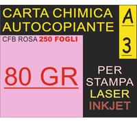 250 FOGLI DI CARTA ROSA CHIMICA 80GR RICEVUTE FISCALI X STAMPANT LASER INKJET A3