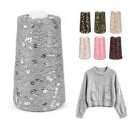 250 g, 1010 m, filato glitterato con paillettes grandi e piccole, 100% cotone, filato per maglieria e uncinetto, per sciarpe, cappelli, borse, accessori alla moda fai da te