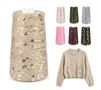 250 g, 1010 m, filato glitterato con paillettes grandi e piccole, 100% cotone, filato per maglieria e uncinetto, per sciarpe, cappelli, borse, accessori alla moda fai da te