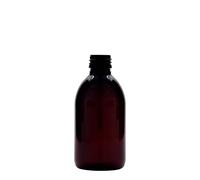 250 ml bottiglia medica in PET, marrone, plastica, bocca: PP 28