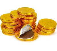 250 monete dorate al cioccolato al latte, sacchetti per feste di Natale, caramelle al cioccolato, regalo di compleanno o festa di Natale
