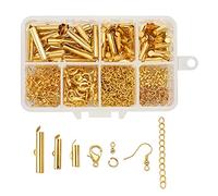 250 pezzi in 3 misure dorate con chiusura a scomparsa e ganci per orecchini, anelli di salto, catene estensioni e chiusure a moschettone per la creazione di gioielli