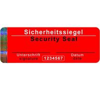 250 pezzi - Sigilli di sicurezza con numero di serie - 70 x 25 mm rosso scrivibile - Sigillo di sicurezza - Etichetta autoadesiva di autenticità, etichetta