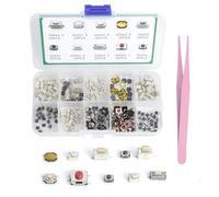250 pezzi Tactile Push Button Switch Microinterruttori Momentary Tact,Pulsanti Commutatore Auto + Pinzetta - Druckschalter, Mikrotaster 2 Polig, Mini Taster Button, Riparazione DIY e Sostituzione