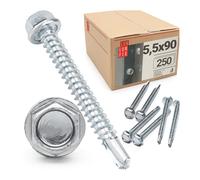 250 pz. Trapano viti 5,5 x 90 mm testa esagonale DIN 7504K acciaio zincato
