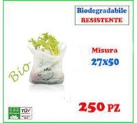 250 Shopper Biodegradabili 27x50 cm Medie Buste Bianche Spesa Sacchetti Umido