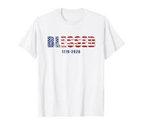 250 Years 1776-2026 Birthday American Flag Blessed Maglietta