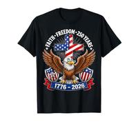 250 Years America 1776-2026 Faith Freedom Eagle Cross Maglietta