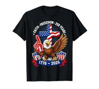 250 Years America 1776-2026 Faith Freedom Eagle Cross Maglietta