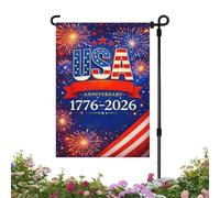 250 Years American Garden Flag - Double Sided Patriotic Outdoor Banner 1776-2026 | Independence Day Decoration For Lawn Patio Balcony | Linen USA Garden Flag Red White Blue Backyard Porch Decor
