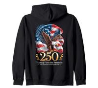 250 Years One Nation Under God - Eagle 1776 Faith American Felpa con Cappuccio