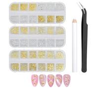 2500 pezzi di ciondoli per unghie dorati, perle a stella dorate e argentate, gemme per unghie, forniture per manicure lucide con matita e pinzetta, croce, stella e luna, Pearl Star Decorazione unghie